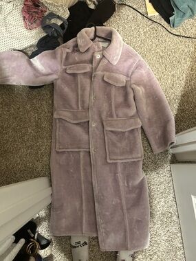 ASOS Lavender Teddy Long Coat